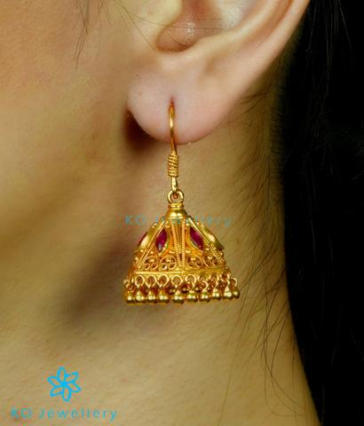 The Maya Silver Jhumka (Red)