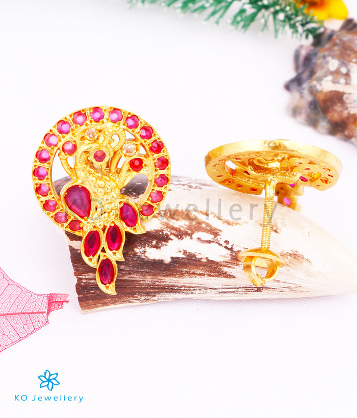The Mor Silver Ear-studs (Red)