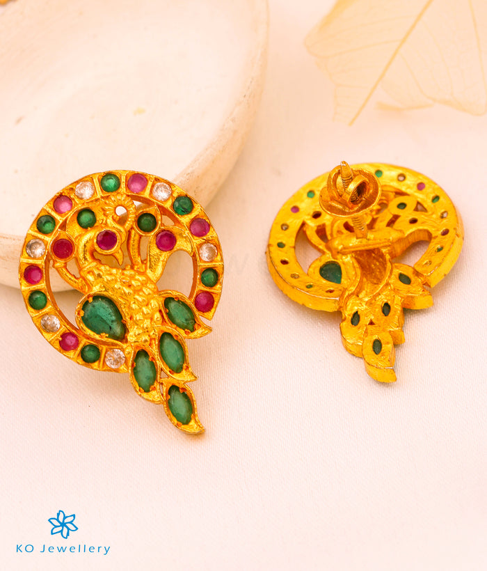 The Mor Silver Ear-studs (Red/Green)