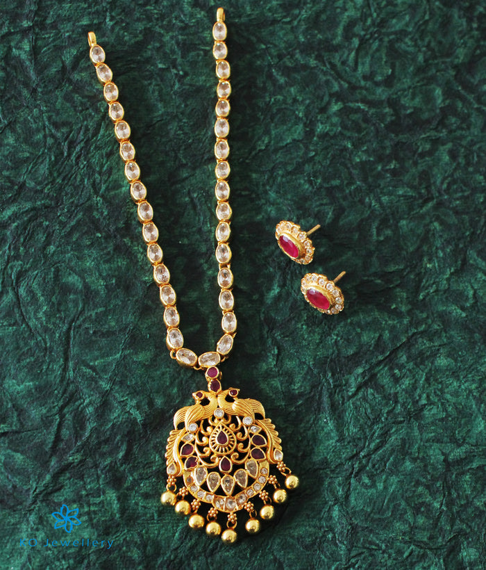 The Sakshi Silver Peacock Kemp Necklace