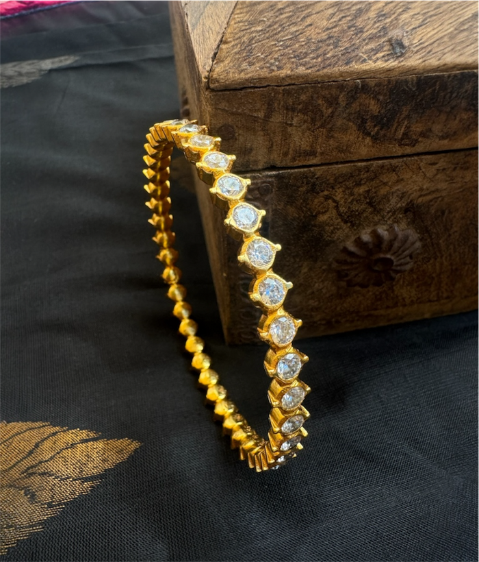 The Tapasya Silver Solitaire Bangle (Size 2.8)