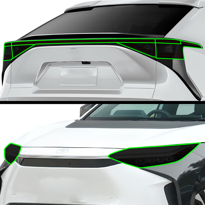 Full Headlight Taillight Precut Smoked PPF Tint Kit Film Overlay Fits Toyota BZ4X 2022 - 2025 - Bogar Tech Designs
