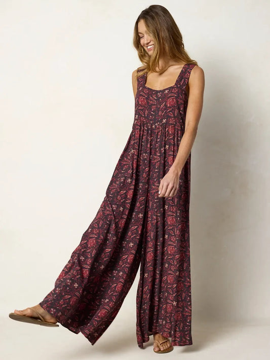 Tricia Jumpsuit - Brown Rust Floral-view 1