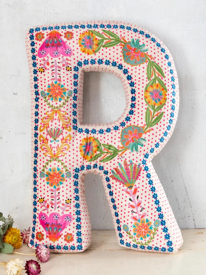 Velvet Initial Pillow - R-view 1