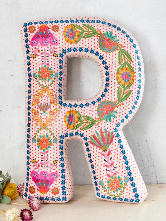 Velvet Initial Pillow - R-view 1