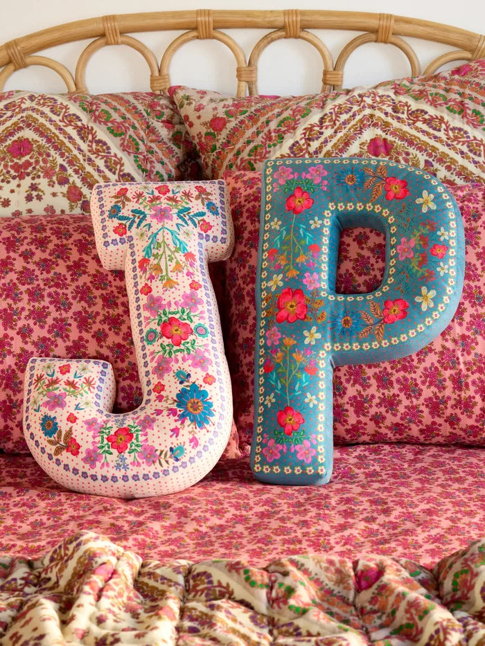 Velvet Initial Pillow - R-view 2