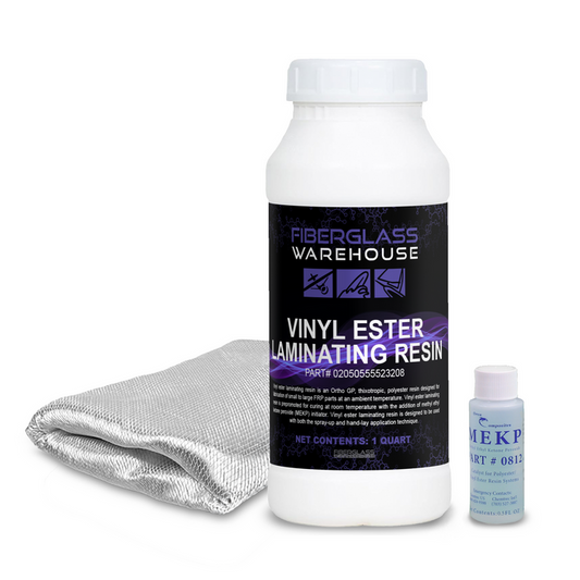 Vinyl Ester Repair Kit- Quart Resin with 1 Yard 1708 Knit Fiberglass