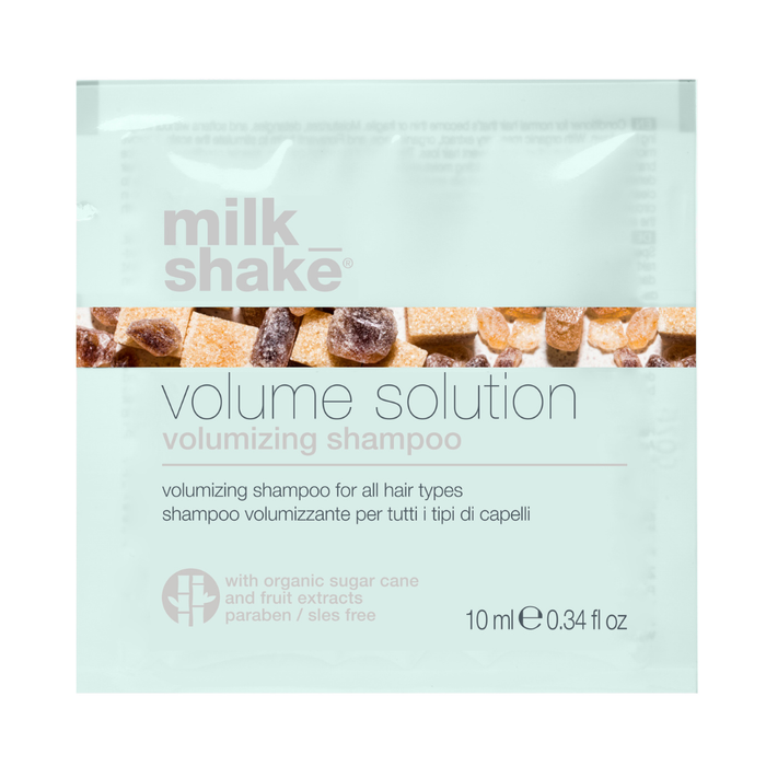 milk_shake Volume Solution volumizing shampoo sample pack on a white background