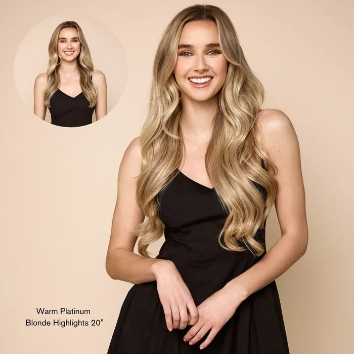 Warm Platinum Blonde Highlights (P18/613) Seamless Clip-Ins
