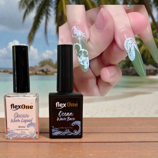 Wave Ocean Gel Nail Art - White color