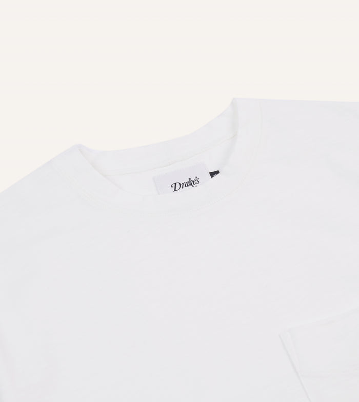 White Flamé Cotton Crew Neck Hiking T-Shirt
